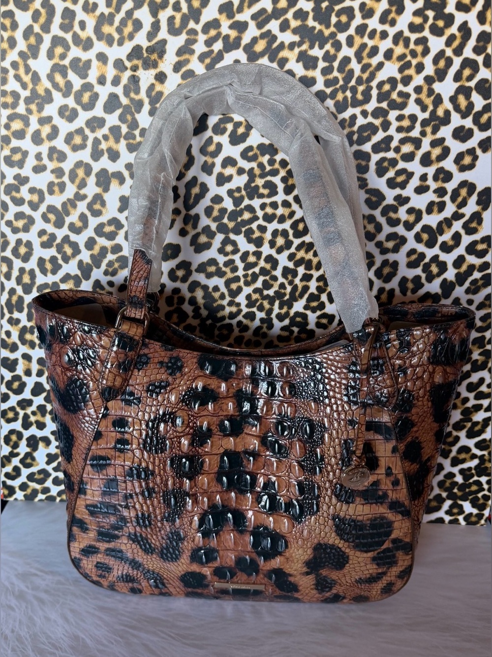 FIRM $ BRAHMIN GOLDEN LYNX ALIZA NWT LEOPARD ANIMAL PRINT